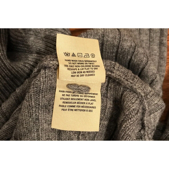 Anthropologie Moth Tisbury Gray Turtleneck Ribbed Diagonal Chevron Sweater - XSM - Picture 8 of 10